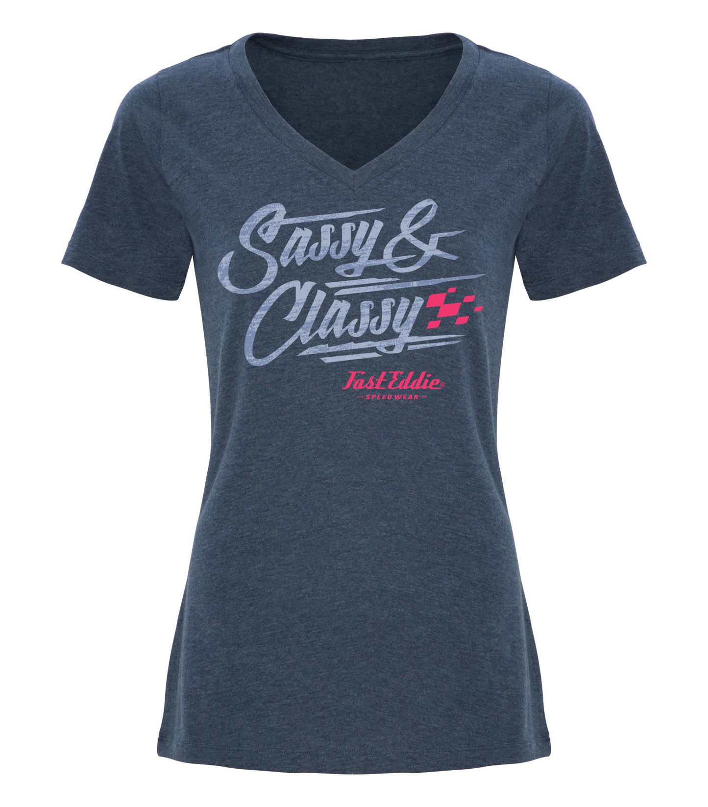 Ladies FES Sassy & Classy V-Neck T-Shirt – Navy Heather