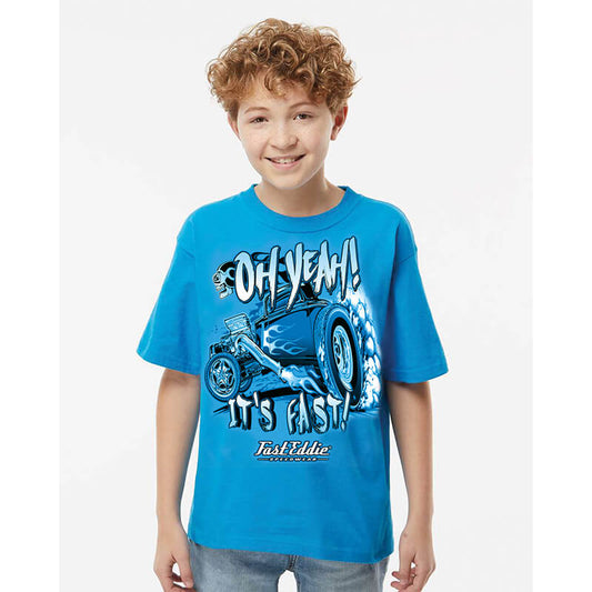 Oh Yeah... It's Fast Kids T-Shirt - Blue